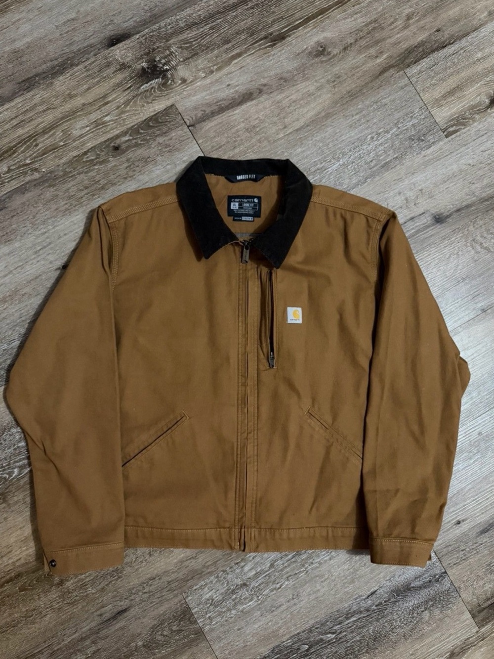 Carhartt Brown Jacket with Black Corduroy Collar